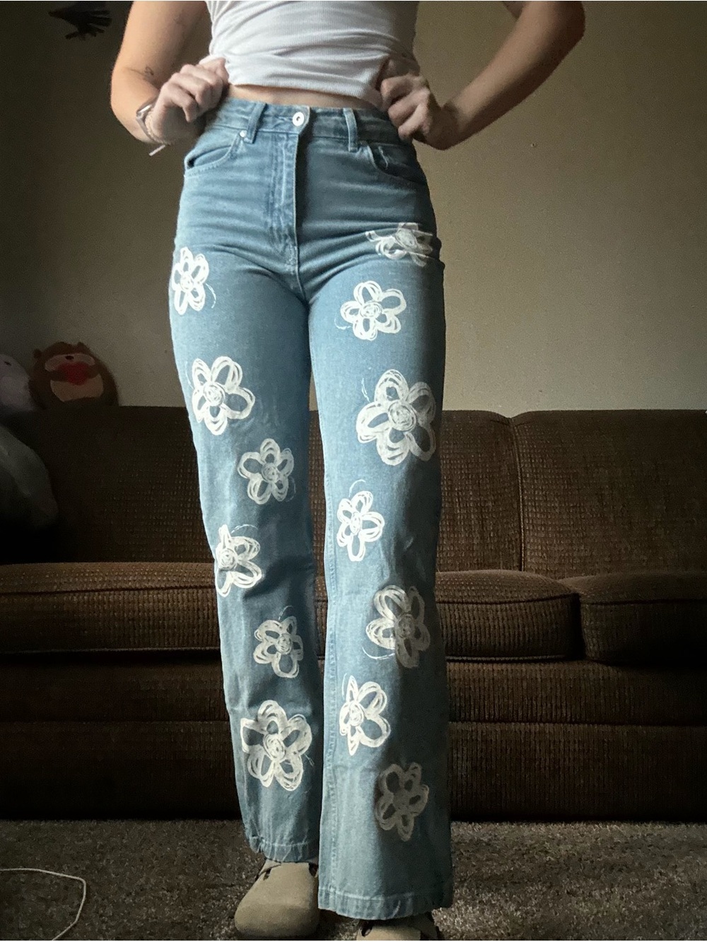 The Ragged Priest Bud Dad Jeans Daisy Floral Embroidered 26 - Picture 6 of 7